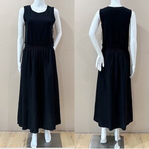 Cynthia Rowley Womens M Black Linen Blend Tank Midi Dress Beach Cruise Basic New